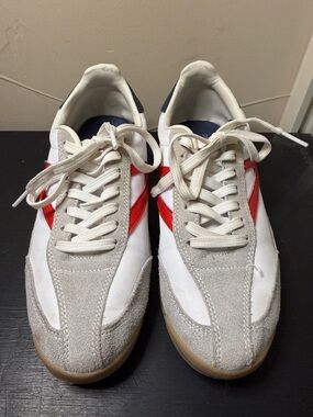 Tretorn x Draper James White Sneakers with Red Stripe